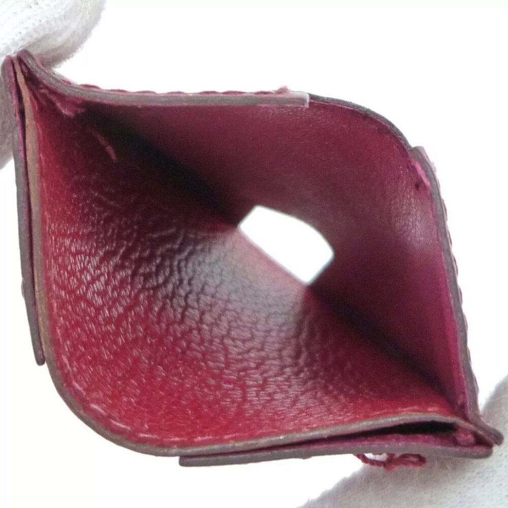 Authentic HERMES Rodrigue Card Holder C in Square Red Leather - Picture 7 of 12